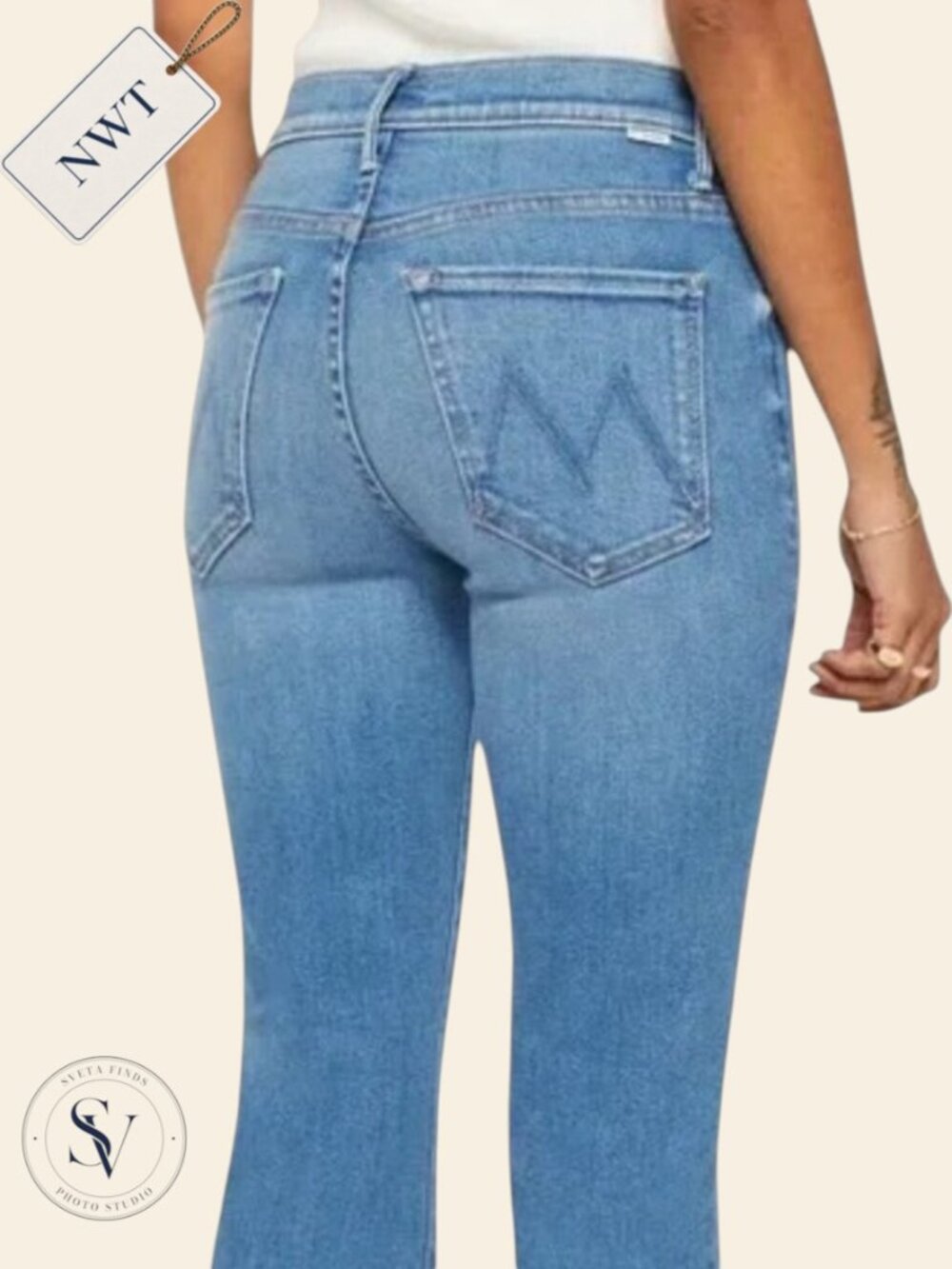 NWT MOTHER The Lil’ Weekender Flare Jeans in Piece By Piece Size 29P